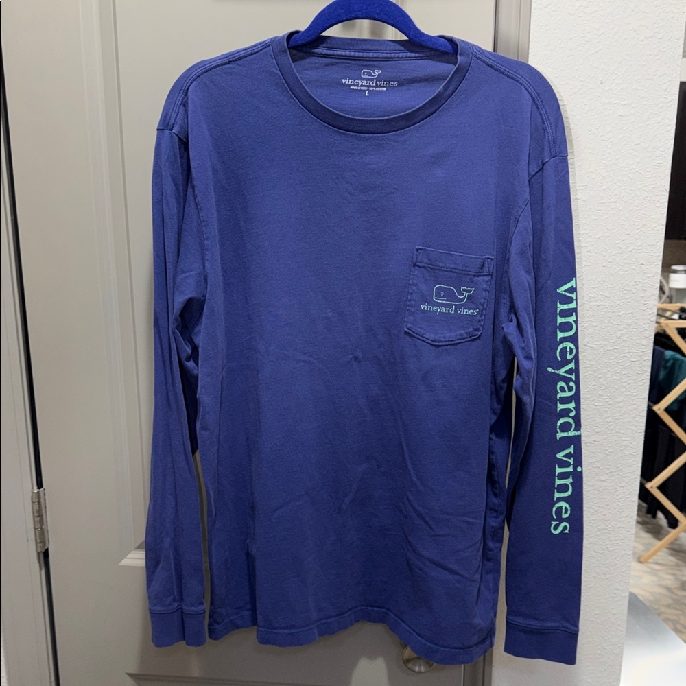 Vineyard vines purple blue long sleeve vintage whale pocket tshirt tee L